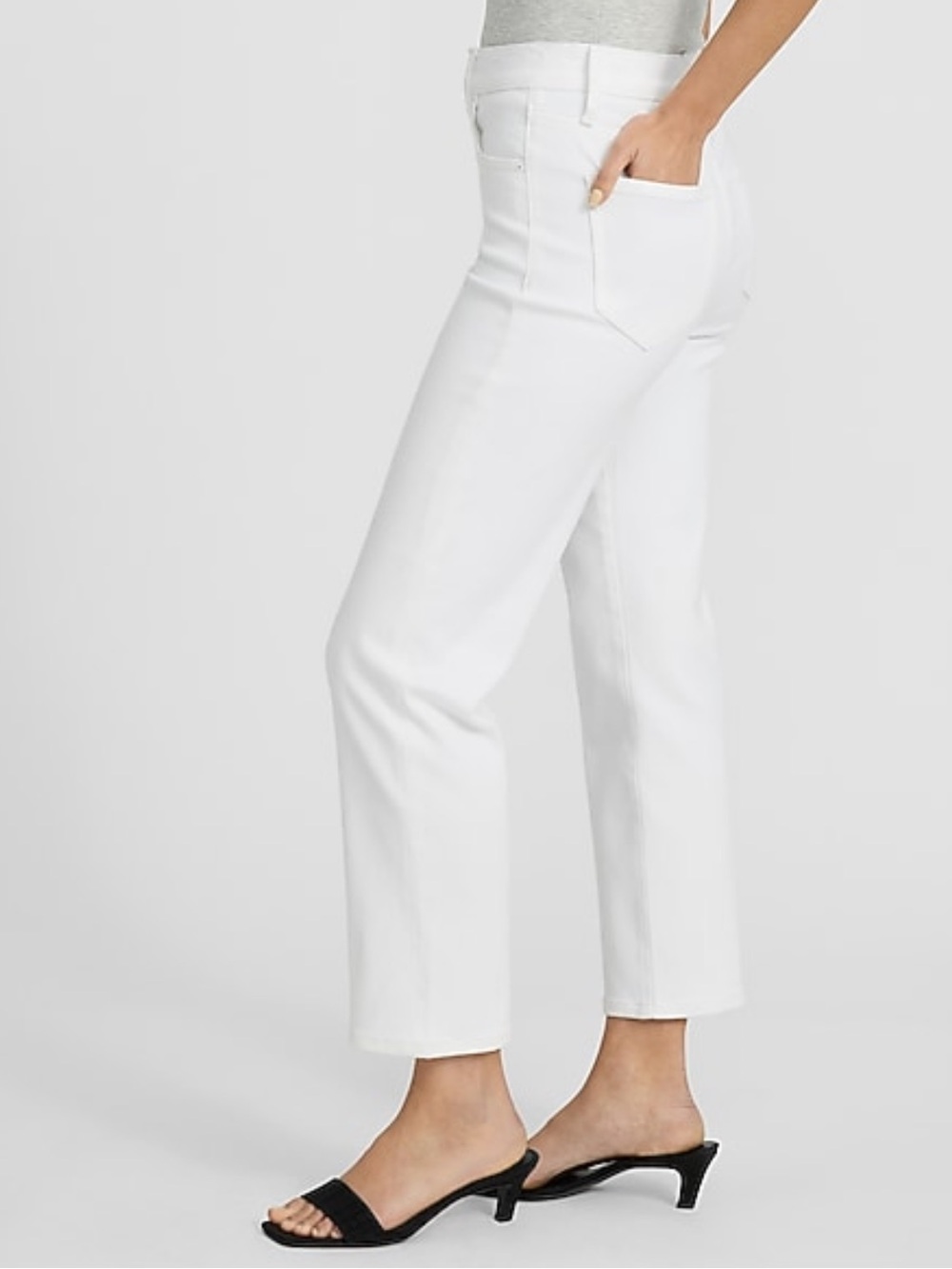 Express White Ankle-Length Straight Jeans - Picture 3 of 8